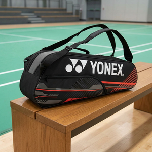Sac de raquette de badminton ACE2 1226, 2 compartiments, capacité pour 6 raquettes, imperméable, en polyester PU de qualité supérieure, couleur noire, bandoulière - Product Image 2