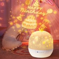 Lampe de nuit à projection 3d led Boîte à musique Étoile rotative Atmosphère veilleuse enfant