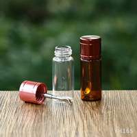 Récipients tubulaires de poudre de médecine en verre transparent de 15ml stockage pratique flacon en verre ambré bouchon à vis couvercle en aluminium bouteilles en verre