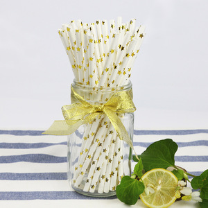 Pink Gold <b>Pattern</b> <b>Paper</b> Straws 200pcs Biodegradable Party Decoration Straight Pipe - Product Image 4