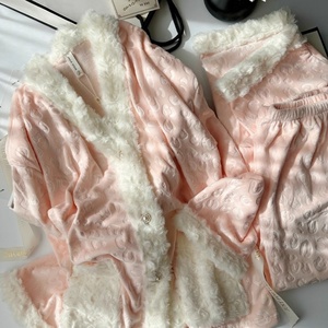 <span class=keywords><strong>Ensemble</strong></span> de pyjama en polaire corail double face de luxe pour femmes, vêtements de nuit d'hiver épais de qualité supérieure, vêtements de maison en <span class=keywords><strong>velours</strong></span> doux avec emballage - Product Image 3