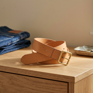 Ceinture carrée en cuir de vachette personnalisable pour homme, avec boucle en acier tête de mort, étanche et résistante, collection BS INTERNATIONAL Party - Product Image 1