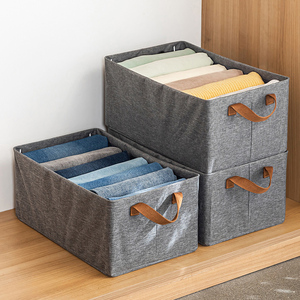 Caja de almacenamiento de ropa, organizador de armario con cajones de tela y asas para ropa, suéteres, pantalones y prendas plegadas - Product Image 3