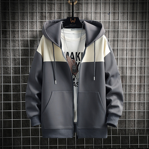 Nouveau cardigan à capuche pour le printemps et l'automne, coupe ample, couleur assortie, manteau décontracté tendance, matière douce, respirante, confortable pour la peau - Product Image 1