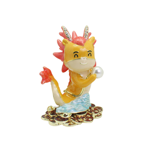 SHINNYGIFTS cinese <span class=keywords><strong>drago</strong></span> smalto metallo mestiere animale Figurine monete scatola di gingillo di denaro per attrazione della ricchezza ufficio fortunato - Product Image 1