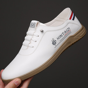 XINTAIZI White Casual Lace-up Synthetic Upper Round <b>Toe</b> Rubber Outsole Anti-Slippery Walking Shoes Men's Spring Summer - Product Image 1