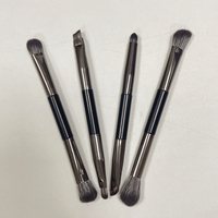 Ensemble de pinceaux de maquillage professionnel portable 8 en 1 avec logo personnalisé, 4 pièces, noir, pinceaux à paupières, à ongles, outils cosmétiques avec miroir