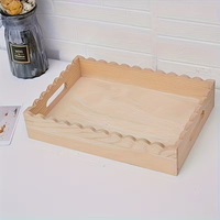 Plateau de service en bois massif, élégant plateau rectangulaire à bords festonnés, pour la décoration de la maison, plateaux en bois pour l'emballage de cadeaux