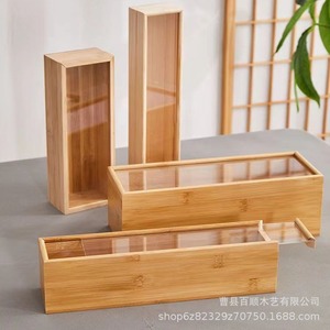 Caja rectangular de bambú con tapa deslizante extraíble para empaque de regalos, hecha a mano y personalizable - Product Image 3