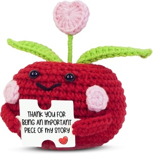Crochet Pomme Positive avec carte – Cadeaux d'appréciation en crochet adorables pour les enseignants, les amis, la maison, le bureau, la table, les fêtes et la décoration. - Product Image 5