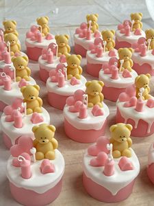 Candela Profumata a Forma di <span class=keywords><strong>Torta</strong></span> con <span class=keywords><strong>Orsetto</strong></span>, Candela Aromaterapica in Cera di Soia per Regalo di Compleanno o Baby Shower - Product Image 5