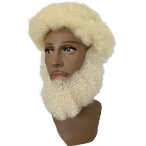 Barba e Baffi Afro Ricci in Capelli Umani Vergini Europei Bianchi per Uomini Afroamericani, Base in Pizzo Realistica per Trucco - Product Image 3