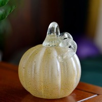 Figurine décorative artisanale en verre en forme de citrouille, colorée, avec motifs musicaux et mascotte, pour table de salon et événements