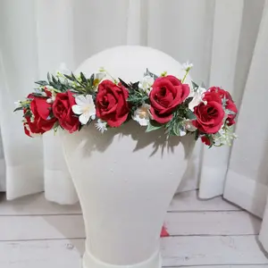 Çiçek çelenk çiçek kız saç aksesuarları düğün için yapay çiçekler kafa bantları kadınlar için doğum günü taç
