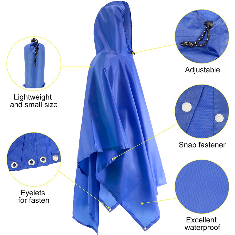 Adulte en plein air randonnée robuste réutilisable imperméable à capuche pluie poncho cape