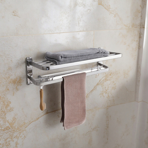 Vendita di fabbrica moderno 60cm lungo pieghevole portasciugamani in acciaio inossidabile porta oggetti da bagno per il montaggio ad angolo - Product Image 1
