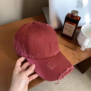 Unisex Denim <b>Baseball</b> <b>Cap</b> Cotton Gradient Distressed Ripped Spring Summer Shade Protection - Product Image 2