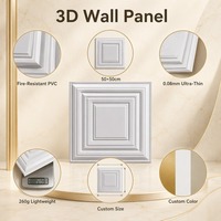 Nouveau style de panneau mural décoratif en PVC écologique imperméable et ignifuge, miroir 3D à trois couches, carré, 50x50, pour usage domestique
