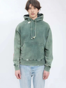 Sweat-shirt à capuche délavé et vieilli pour hommes et femmes, avec graffiti peint à la main - Product Image 3