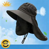 Chapeau d'extérieur en gros à large bord avec protection visage et cou, respirant, pour voyage, cyclisme, pêche, en tissu à séchage rapide, plusieurs couleurs