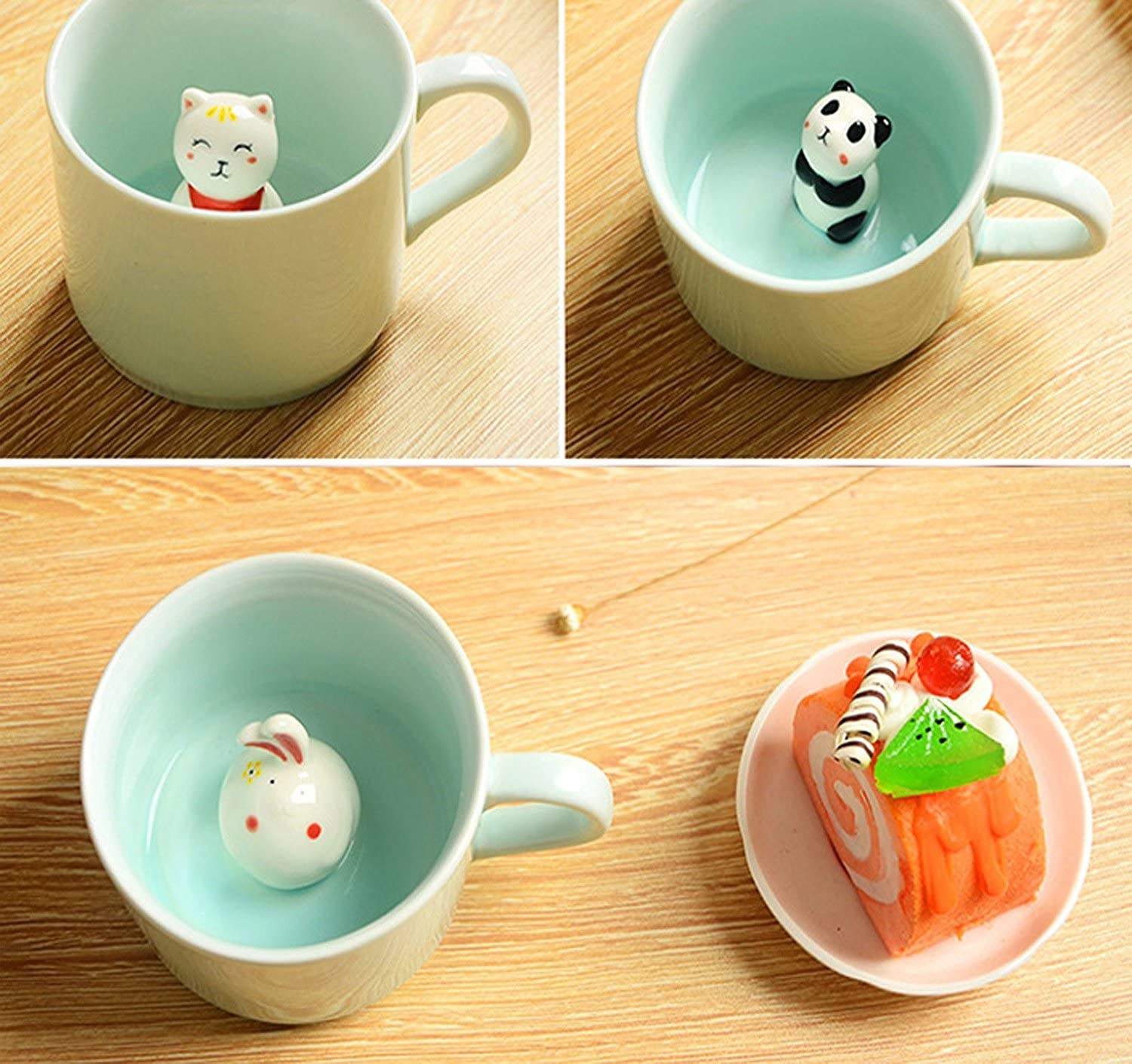 3D Coffee Mug Cute Animal Panda Inside Cup Cartoon Ceramics Figurine Teacup Porcelain Morning Tea Milk Mugs in Bulk