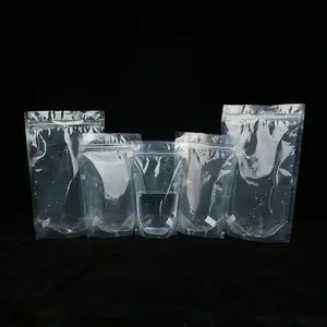 Bolsas de plástico transparente con cremallera de fondo plano resellables, bolsas de pie para paquetes de alimentos, bolsa de embalaje de plástico a prueba de olores con asa