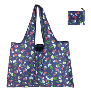 Sac de courses pliable Oxford, grand format, motif dessin animé, fermeture éclair, poignée d'épaule, porte-épicerie réutilisable, écologique - Product Image 1