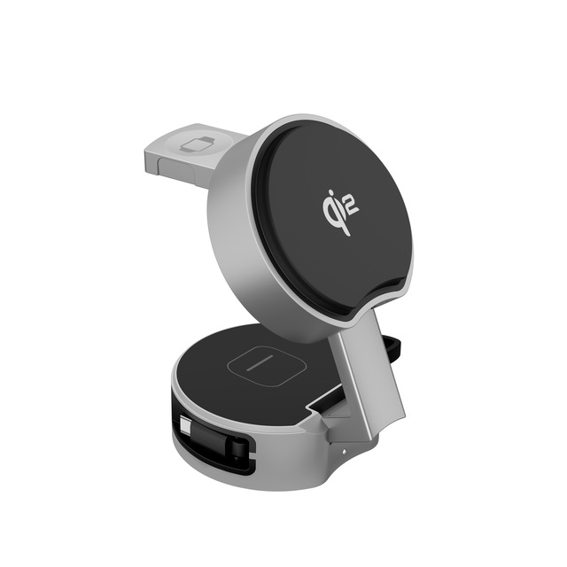 Qi2 Magnetic Three-in-One Wireless Charger Foldable Charging Base QC2.0 15W Output OTP for Apple Mobile Phone Watch Headset