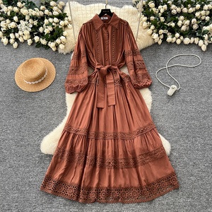 Nouvelle Robe Longue Élégante et Stylée pour Femme avec Dentelle Ajourée et Patchwork, Collection Printemps - Product Image 6