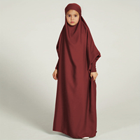 Vente en gros Ramadan Moyen-Orient Enfants Filles Musulmanes Vêtements Islamiques Robes longues Abaya pour enfants Manches chauve-souris unies Abaya de prière arabe