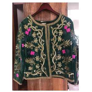 Chaquetas de vestir informales transpirables de punto acolchado de invierno para mujer, relleno de algodón con cuentas bordadas Suzani hechas a mano indias - Product Image 3