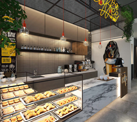 Comptoir de café moderne, élégant et luxueux, mobilier de présentation commercial sur mesure pour café, éclairage LED, aménagement intérieur