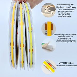 Đèn dải LED <span class=keywords><strong>COB</strong></span> độ sáng cao, linh hoạt, trang trí, chiếu sáng sáng, DC12V 24V, 6000K 3000K 4000K, đèn tuyến tính - Product Image 2