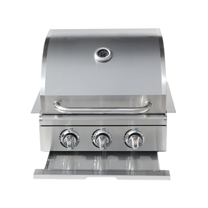 Nouveau <span class=keywords><strong>Barbecue</strong></span> à <span class=keywords><strong>gaz</strong></span> encastrable haut de gamme 3 brûleurs en acier inoxydable 430 avec couvercle rond pour jardin - Product Image 2