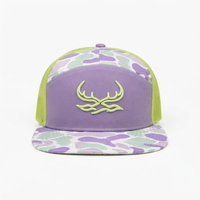 Casquette Trucker Camouflage Violet Lime avec Dos en Maille et Broderie 3D en Relief – Idéale pour la Chasse en Extérieur, Unisexe, Été