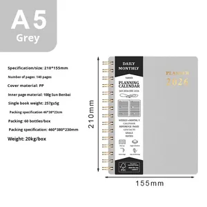 Agenda <span class=keywords><strong>de</strong></span> planification pour le commerce extérieur, calendrier spirale PP A5, carnet <span class=keywords><strong>de</strong></span> planification hebdomadaire, 100 feuilles, carnet <span class=keywords><strong>de</strong></span> <span class=keywords><strong>travail</strong></span> en tissu à feuilles mobiles, agenda, cadeau - Product Image 6