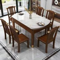 Table à manger en bois massif pliable, style chinois moderne et simple, plateforme extensible, ensemble table et chaises