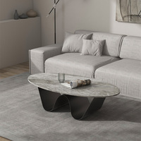 Ensemble de table basse moderne et élégant en marbre gris courbé Meubles de maison mobiles durables pour le salon en pierre