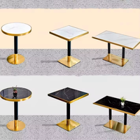 Nouvelle table à manger carrée en pierre frittée avec base en acier inoxydable pour la maison, le restaurant, l'hôtel, le salon
