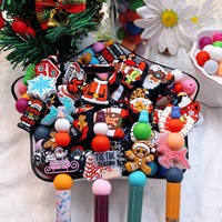 Série de Noël Perles en silicone à motifs de dessins animés en guirlande Stock en gros d'usine Perles DIY Bonhomme en pain d'épices Père Noël