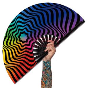 Imprimé personnalisé 13 ''Large Rave Clack Hand Fans Femmes Homme Festival Parties Accessoires - Product Image 1