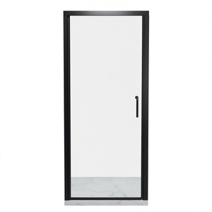 Puerta de Ducha Pivotante Semi-Frameless de 32 a 33-3/8 Pulgadas x 72 Pulgadas, Negro Mate, Vidrio Transparente de 6mm de Grosor, Diseño Rectangular - Product Image 1