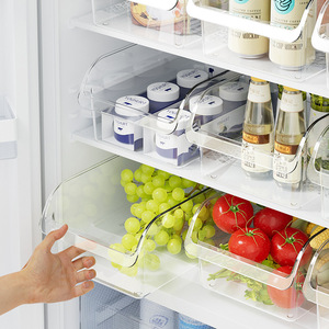 <b>Drawer</b> Type Refrigerator <b>Storage</b> <b>Box</b> L Size Fresh Keeping Food Organizer Kitchen Fridge Container Transparent Rectangle Shape - Product Image 1