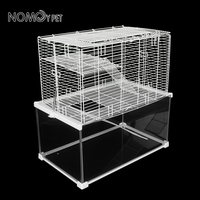 NOMOY PET Nouvelle cage pour hamster en maille de fer à 2 étages et en verre trempé NX-39