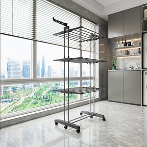 Séchoir à linge télescopique vertical rotatif en fer pour magasin, pliable et extensible, pour serviettes et vêtements - Product Image 3