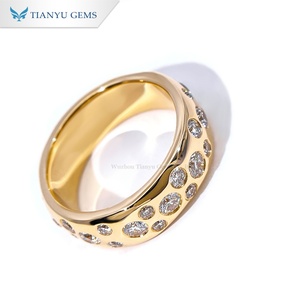 Bague d'éternité personnalisée TIANYU GEMS en or 14 carats plaqué or, sertie de diamants, taille brillant rond, unisexe, de luxe, pour mariage - Product Image 3