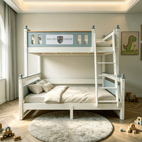 Lit superposé moderne blanc et bleu en bois pour garçons, lit double pour enfants, lit mezzanine pour adolescents - En stock