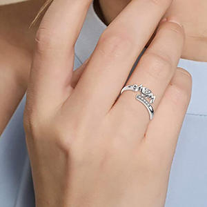 Bague pour maman Q329 en argent avec diamant en forme de cœur, cadeau pour femme, je t'aime maman, bijoux gravés - Product Image 2