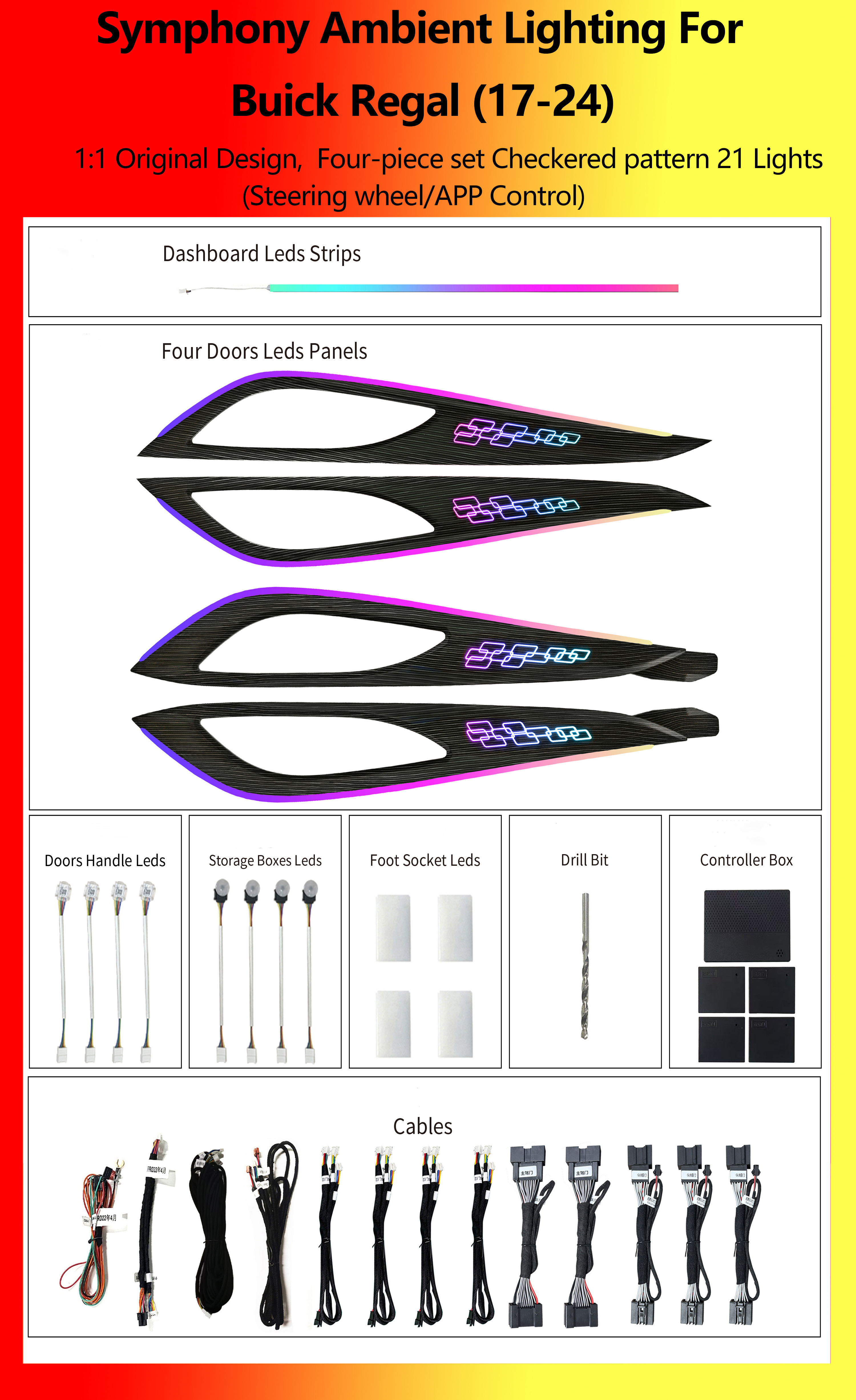 Ensemble de quatre pièces Buick Regal Motif à carreaux Symphony 21 Lights