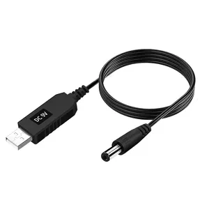 TISHRIC Câble d'alimentation USB DC 5V à 9V 12V pour routeur Adaptateur WIFI Fil USB Boost Module Convertisseur 2.1x5.5mm Via Powerbank